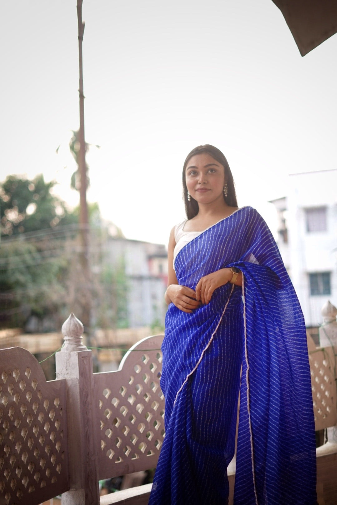 Neela Leheriya Saree