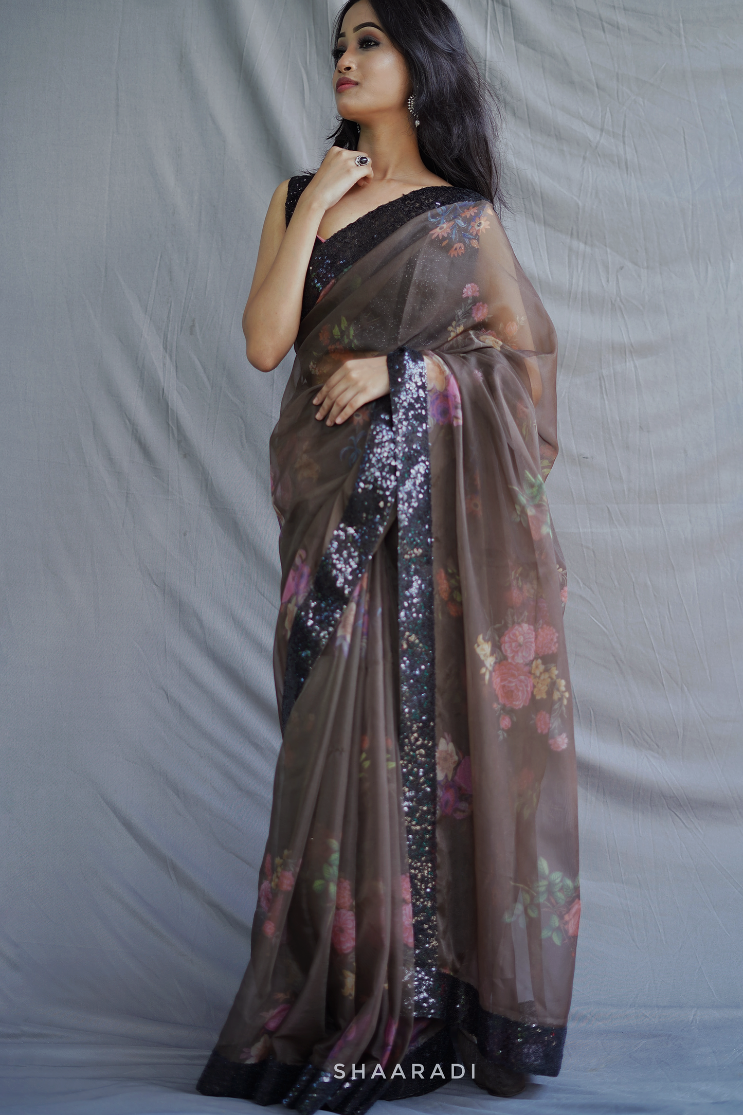 Viola Sequinned Organza Saree