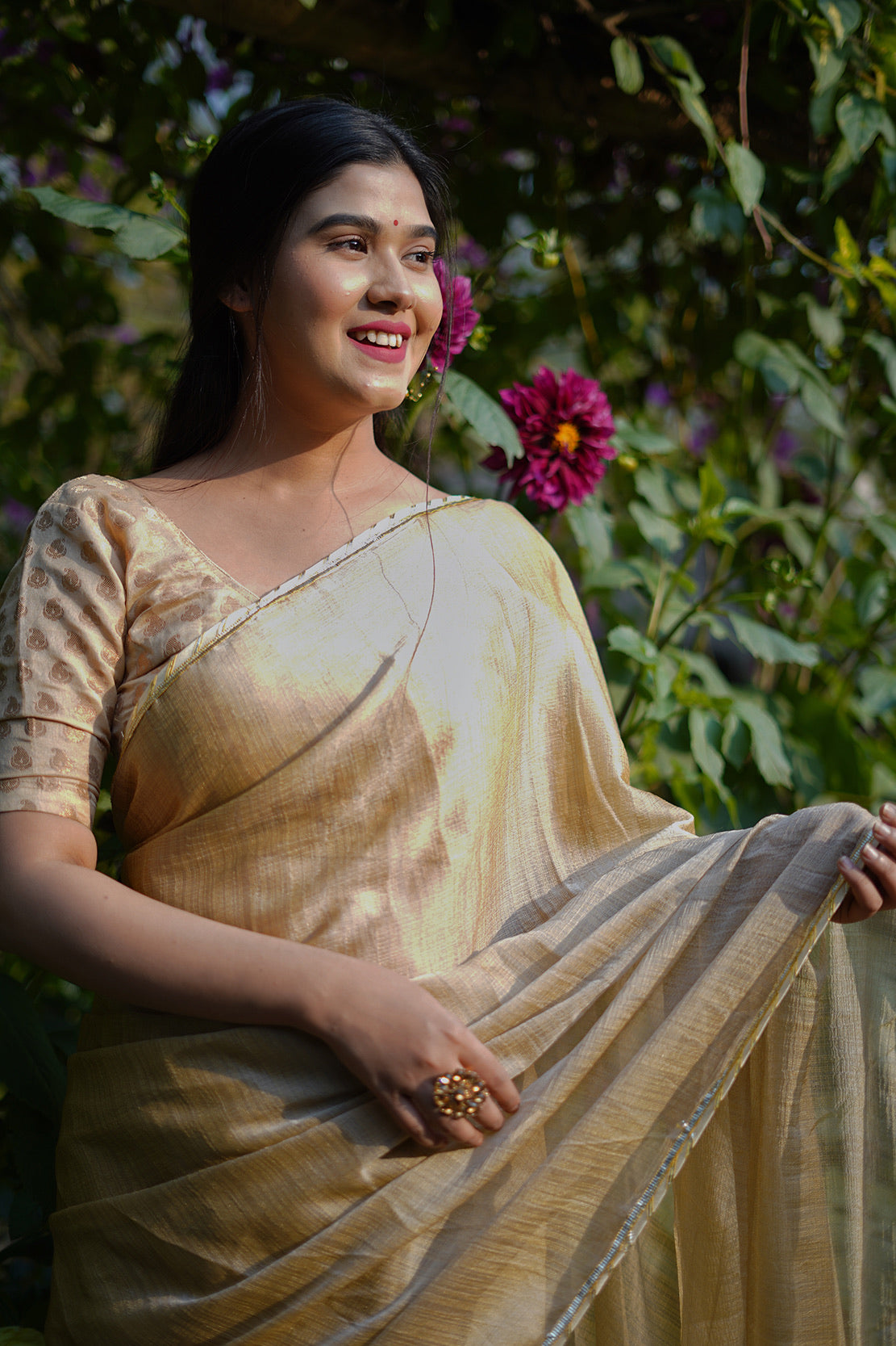 Beige Gota Saree