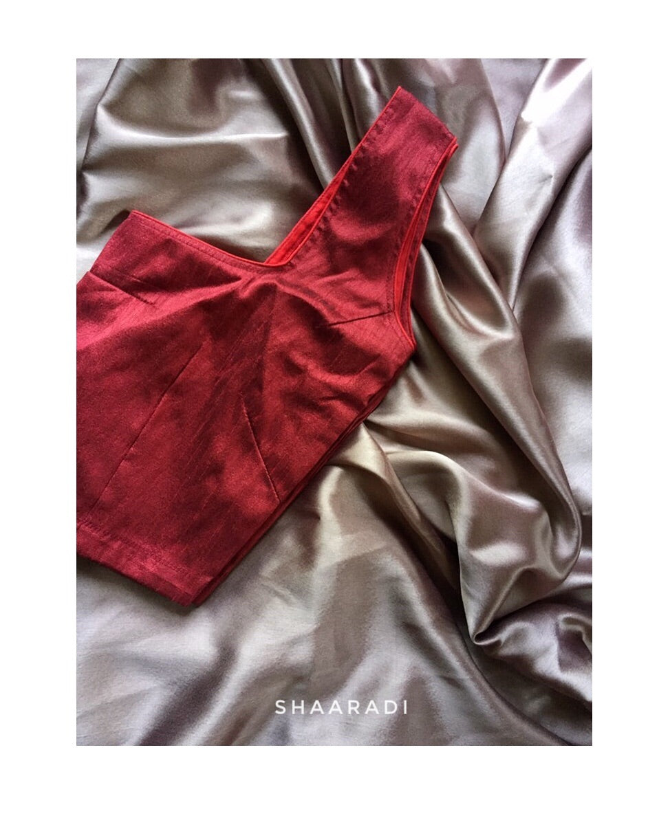 Metallic Grey Satin Saree