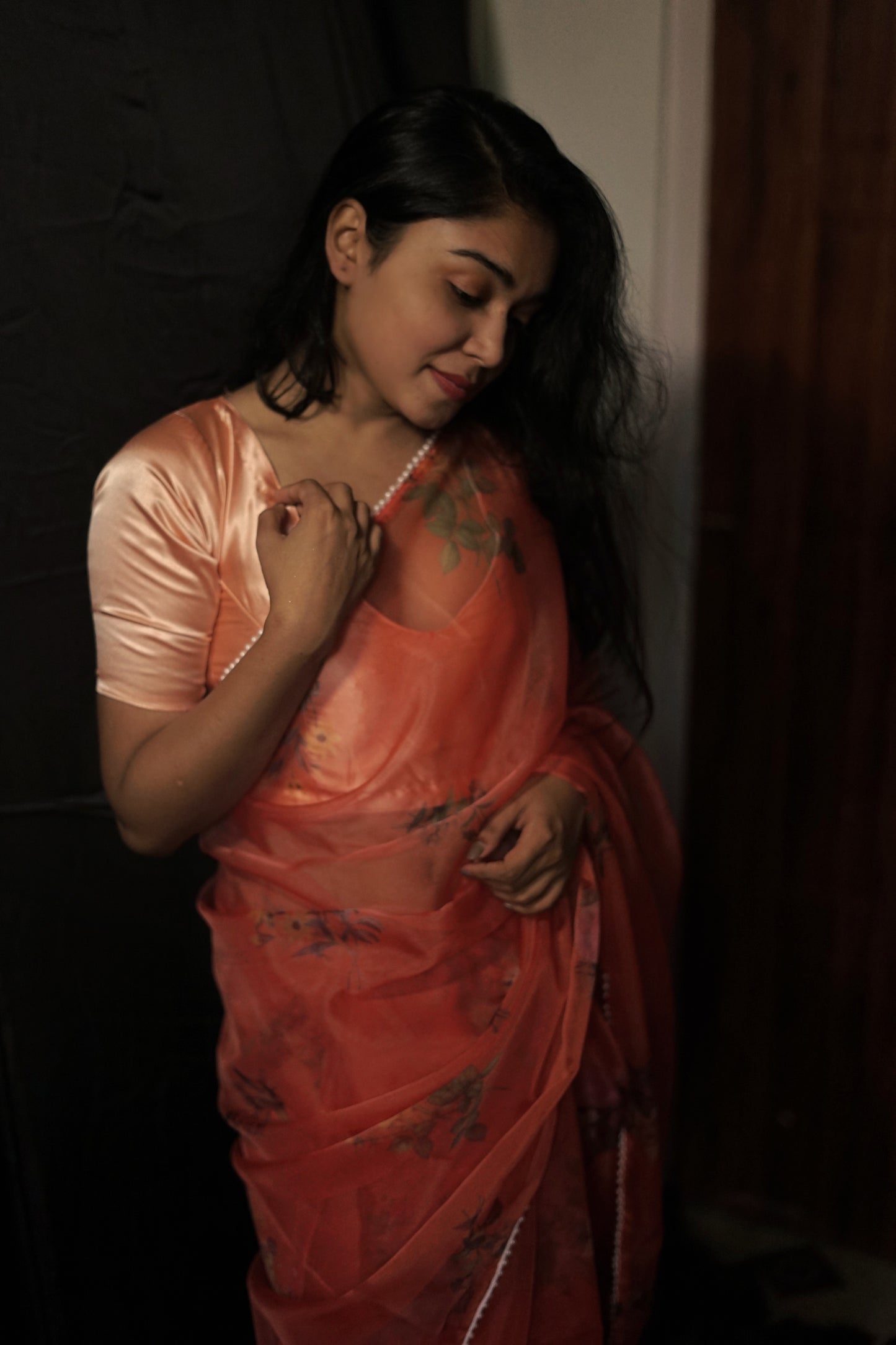 Pretty in peach Organza Saree