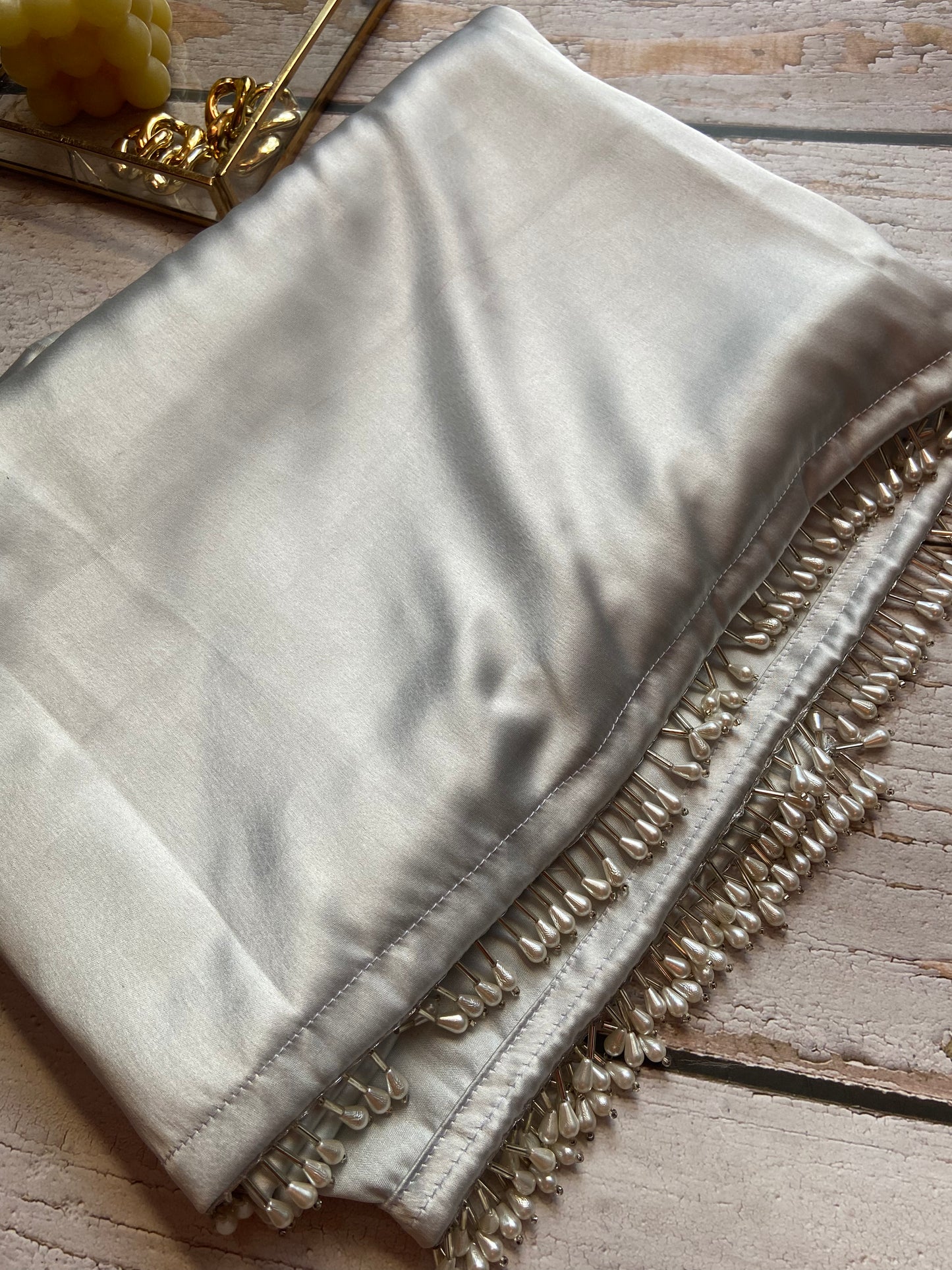 Moon Dust Silver Satin Saree