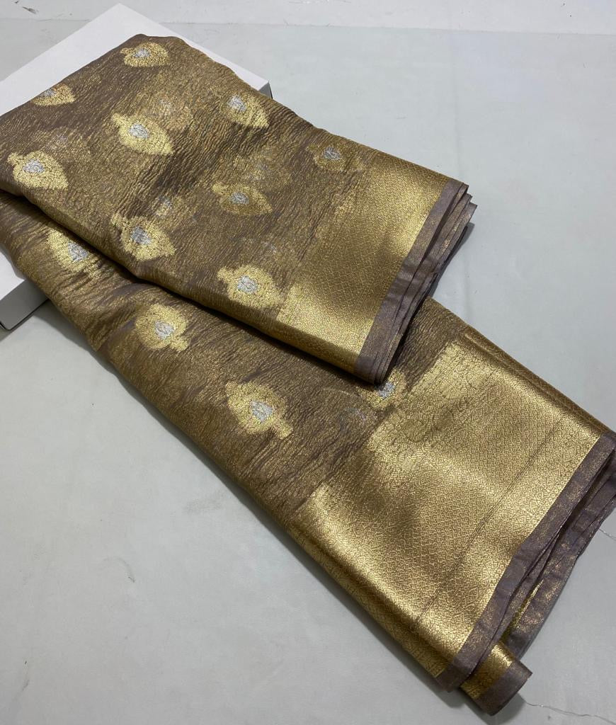 Morni crush tissue silk saree