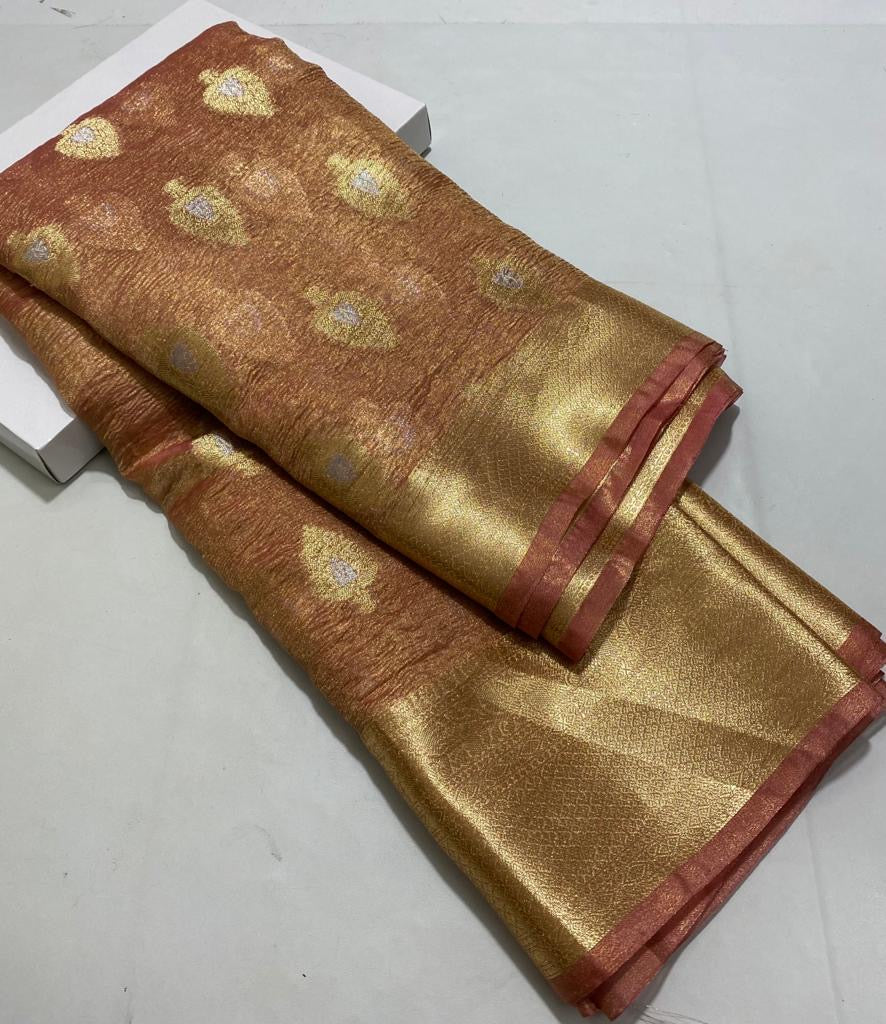 Morni crush tissue silk saree