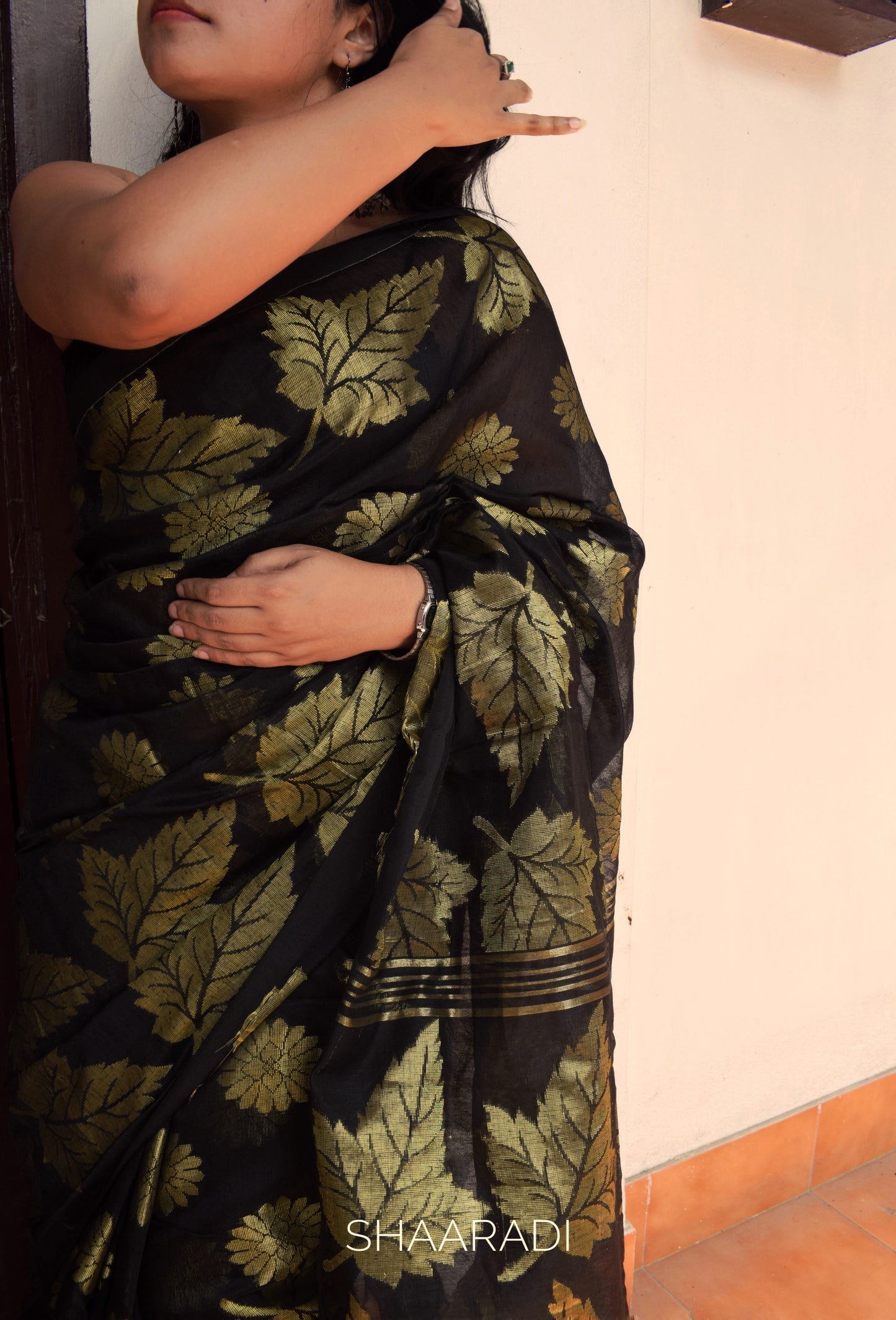 The Golden Flower Saree