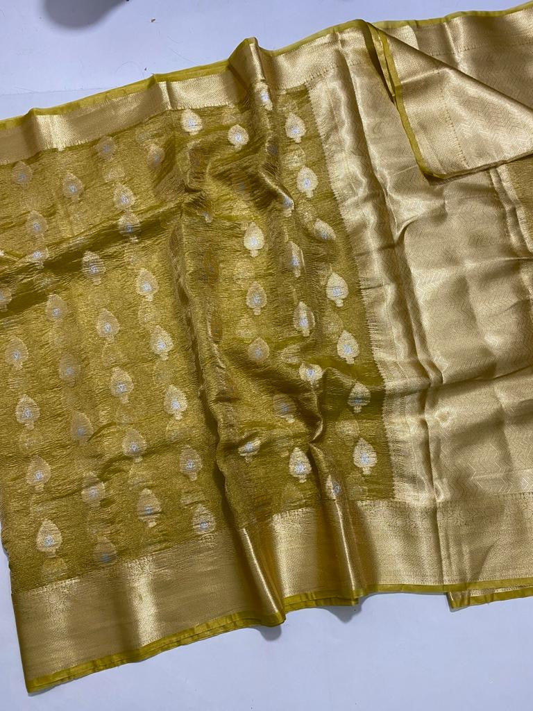 Morni crush tissue silk saree