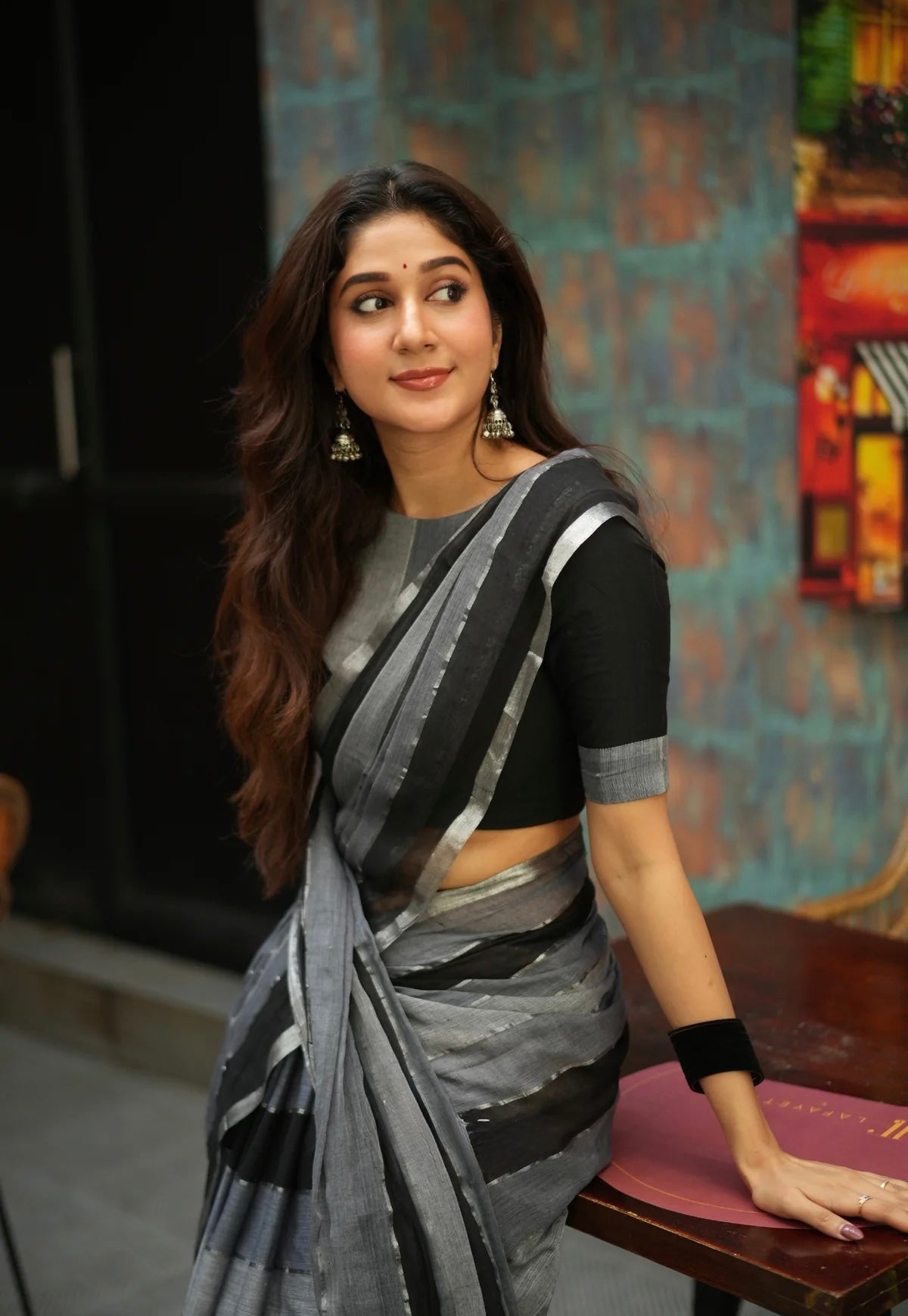 Gulabo Mul Saree (Black)