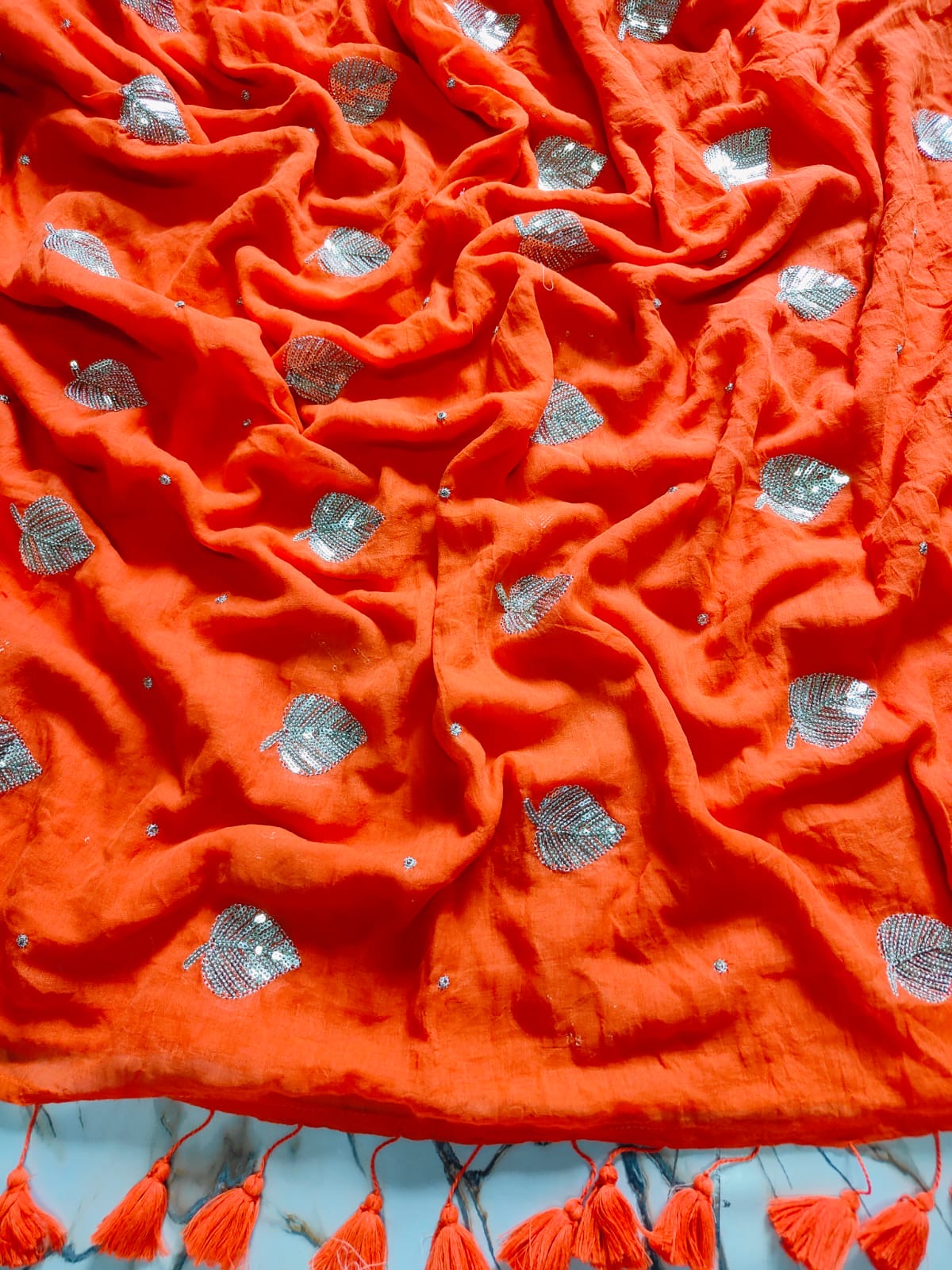 Kirti sequinned Mul Saree