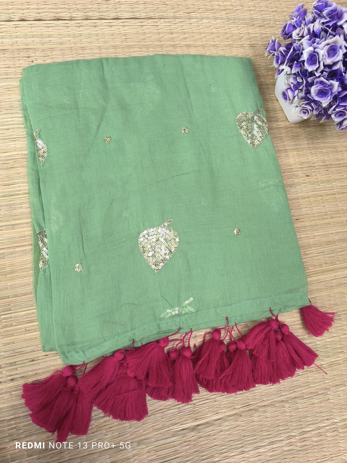Kirti sequinned Mul Saree