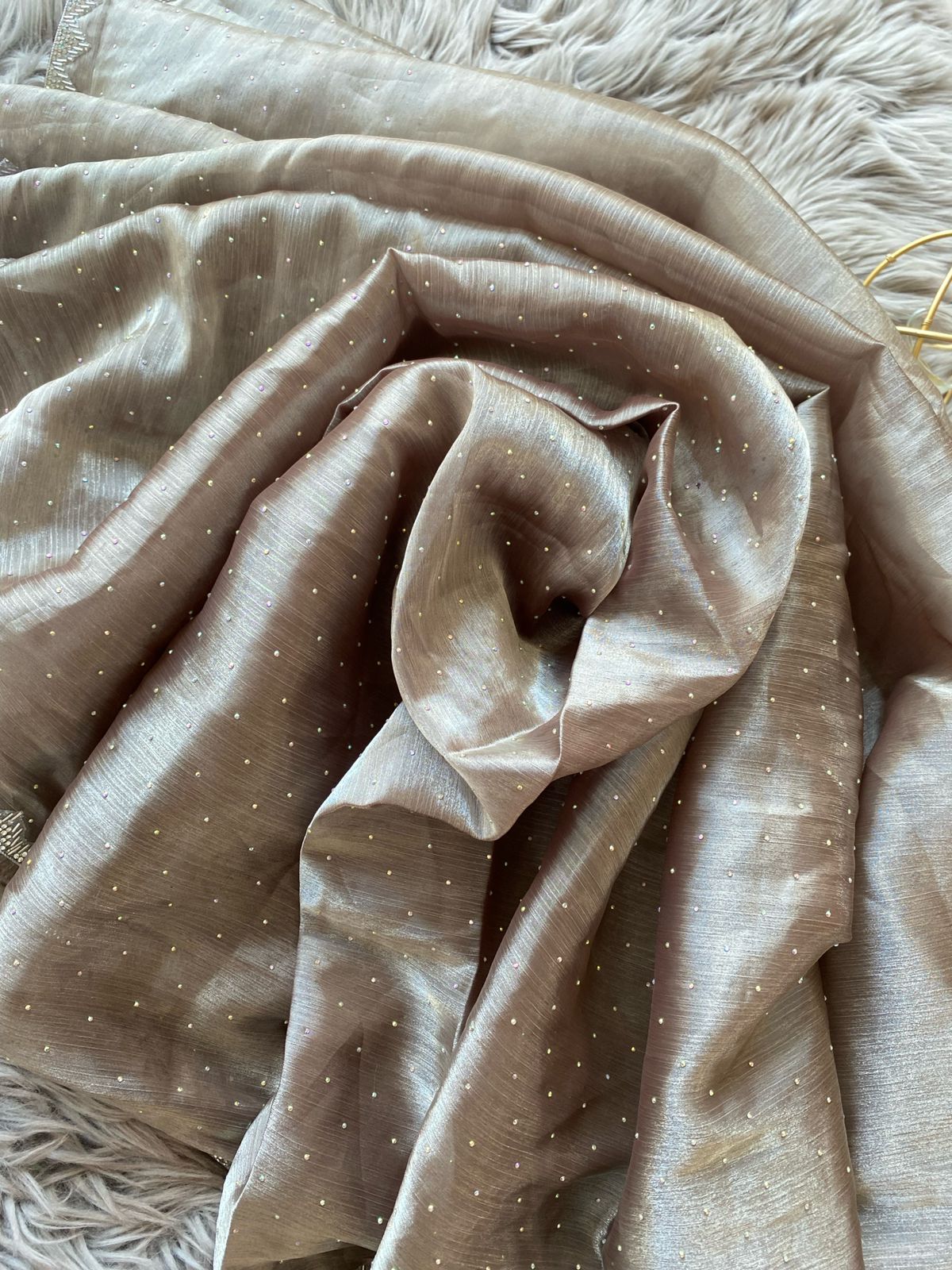 Jarkan Beige Tissue Saree