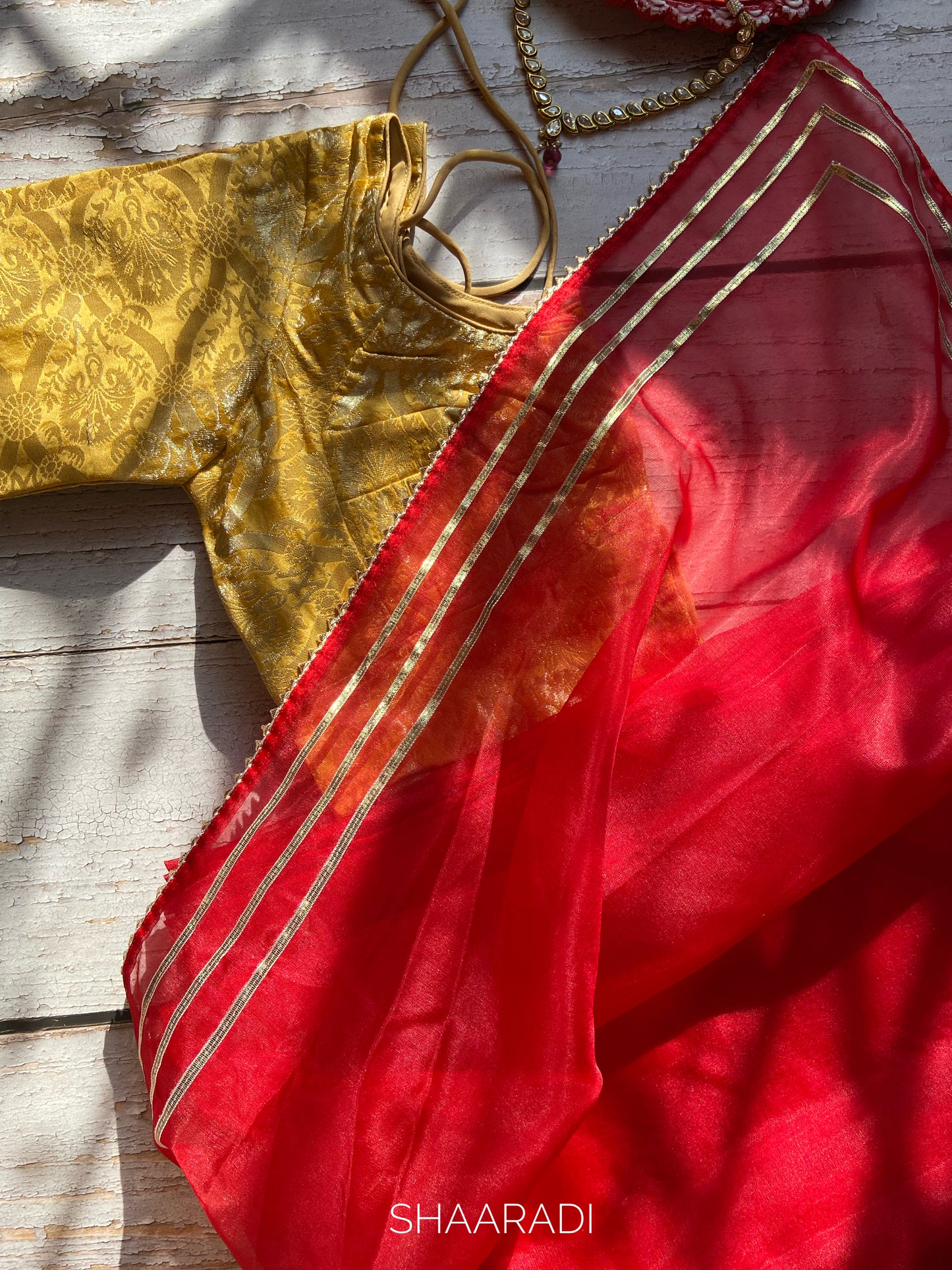 Sona Red Organza Saree