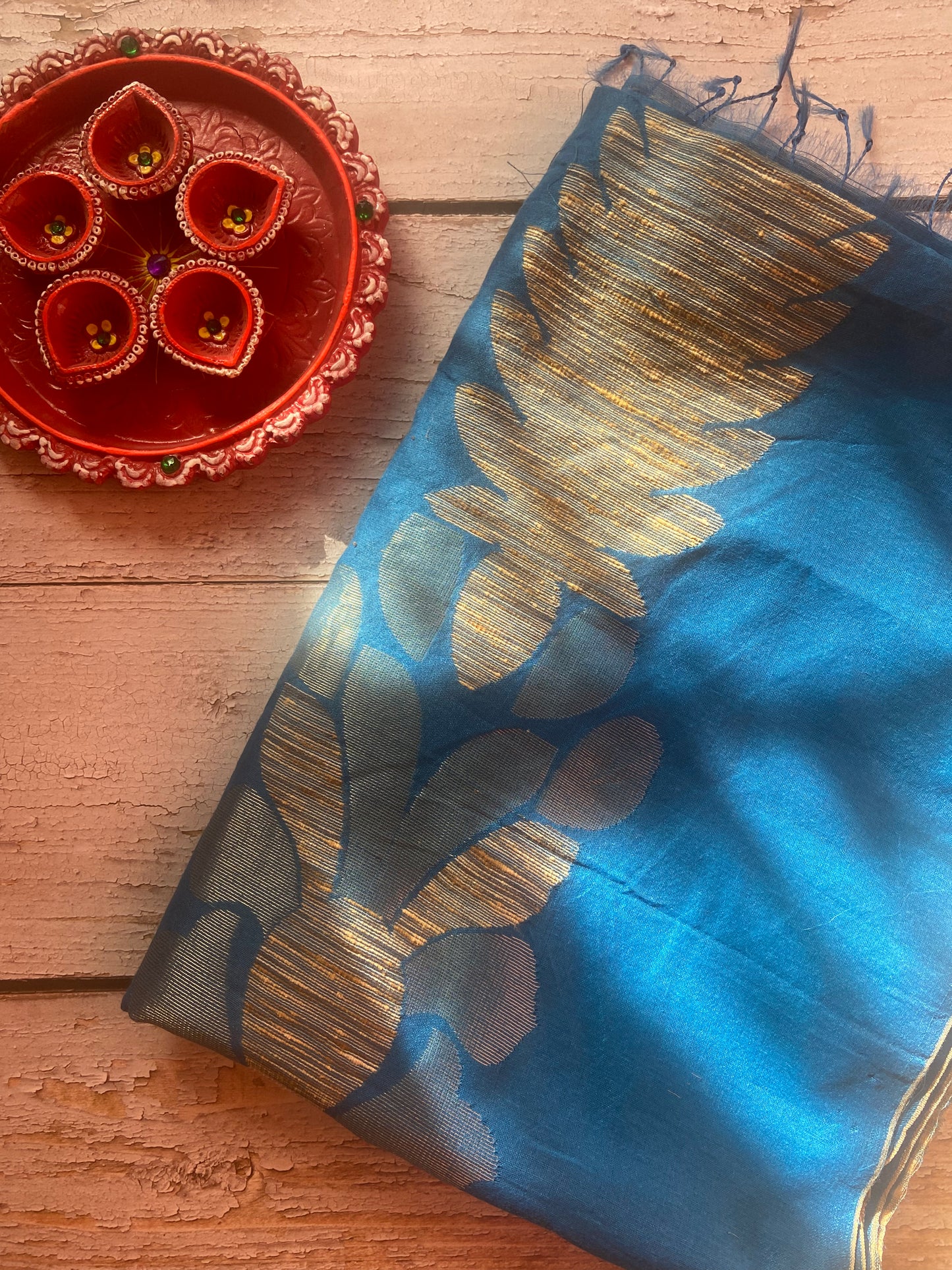 Golden hour on blues Saree