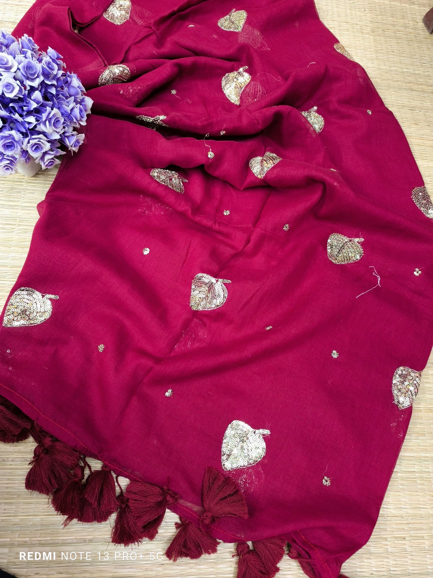 Kirti sequinned Mul Saree