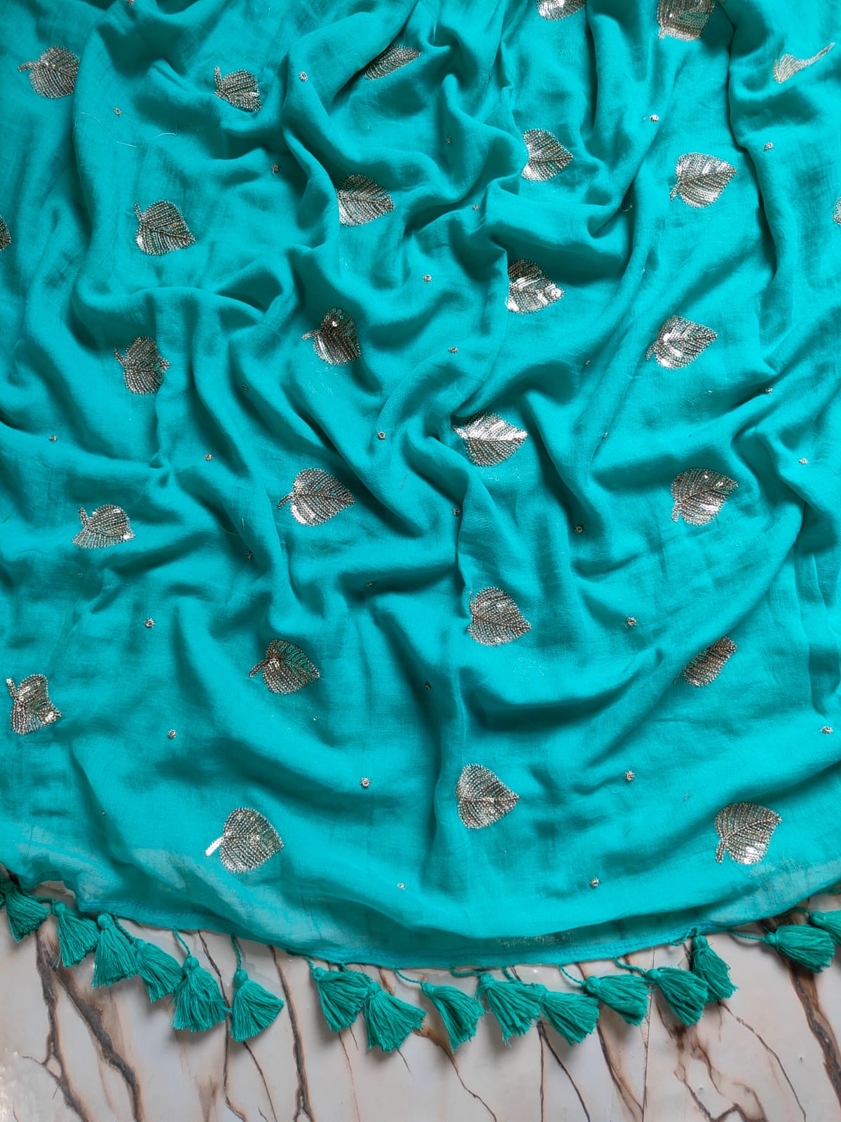 Kirti sequinned Mul Saree