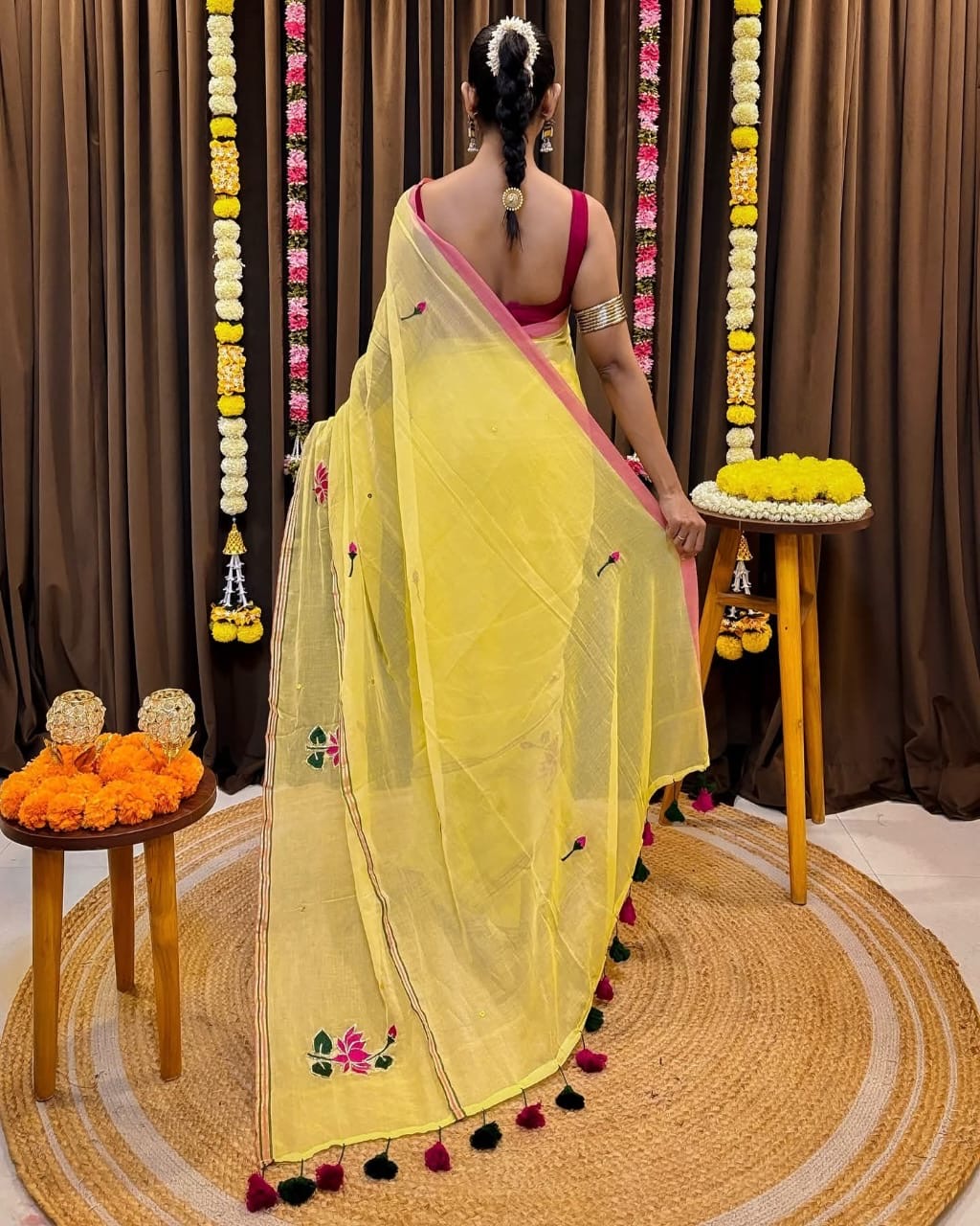 Padma Mul Saree (yellow)