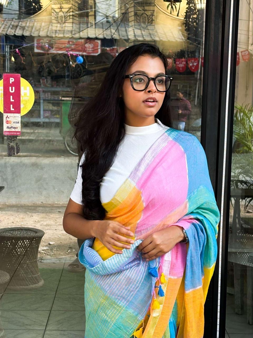 Rang Checked Mul Saree