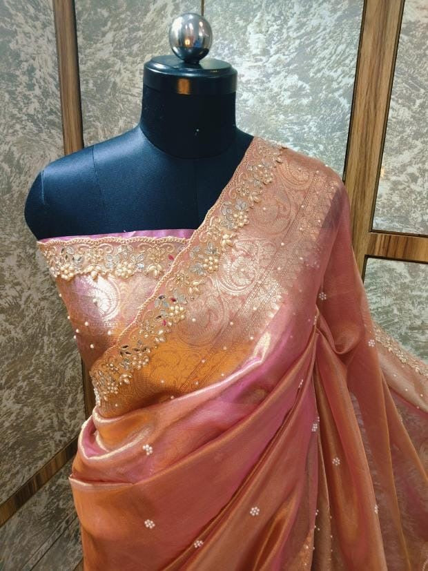 Reba Tissue Silk Saree (peach)
