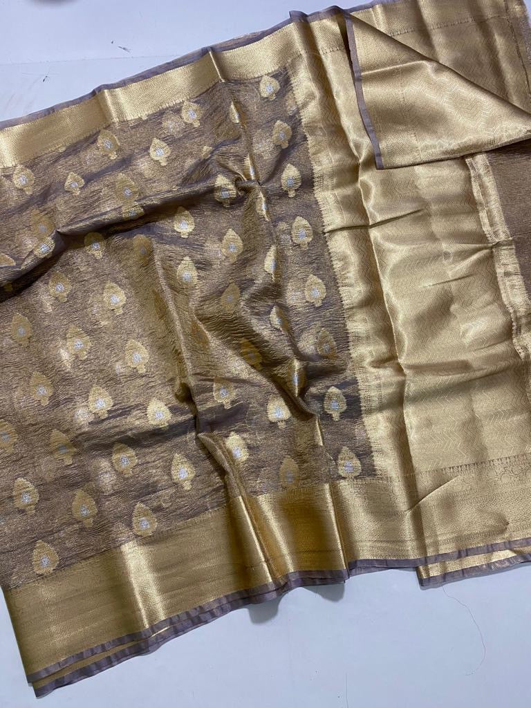 Morni crush tissue silk saree