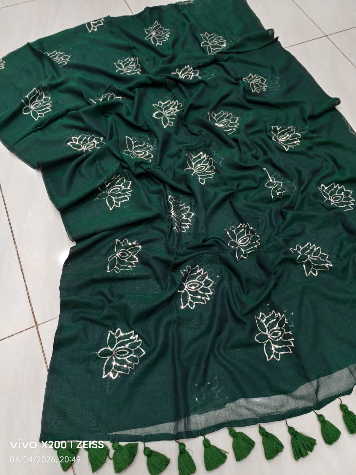 Sequinned kamal mul saree