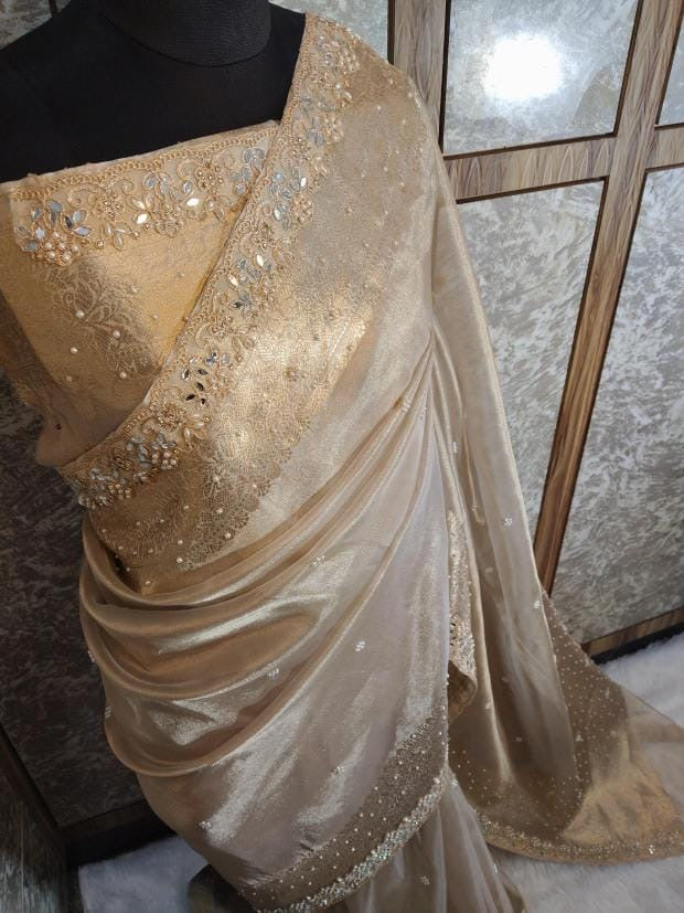 Reba Tissue Silk Saree (Beige)