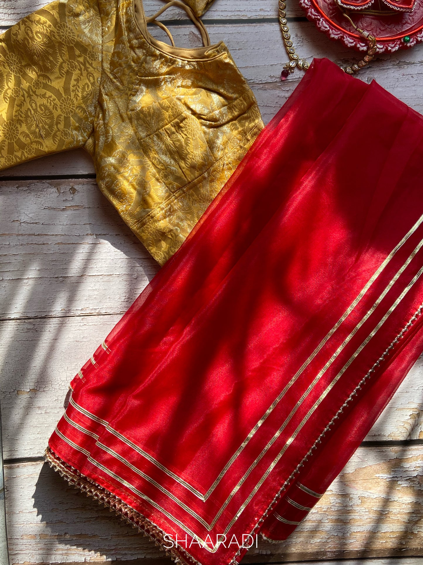 Sona Red Organza Saree