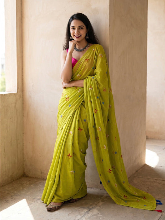 Wildflower Saree (Lime)