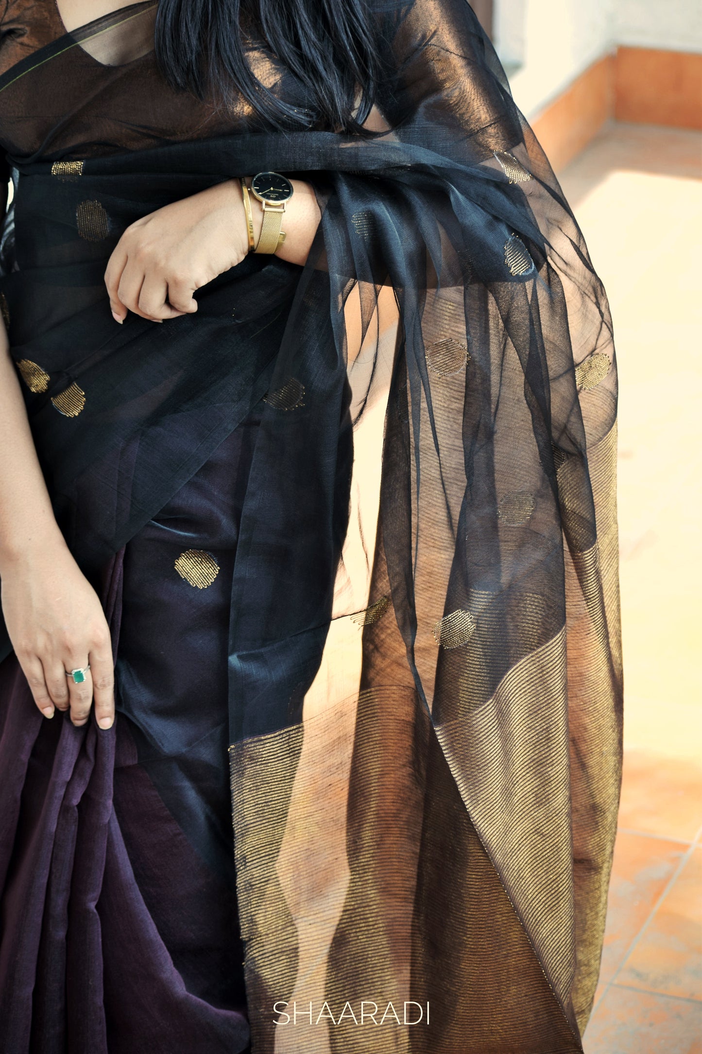 The Black & Bronze Saree