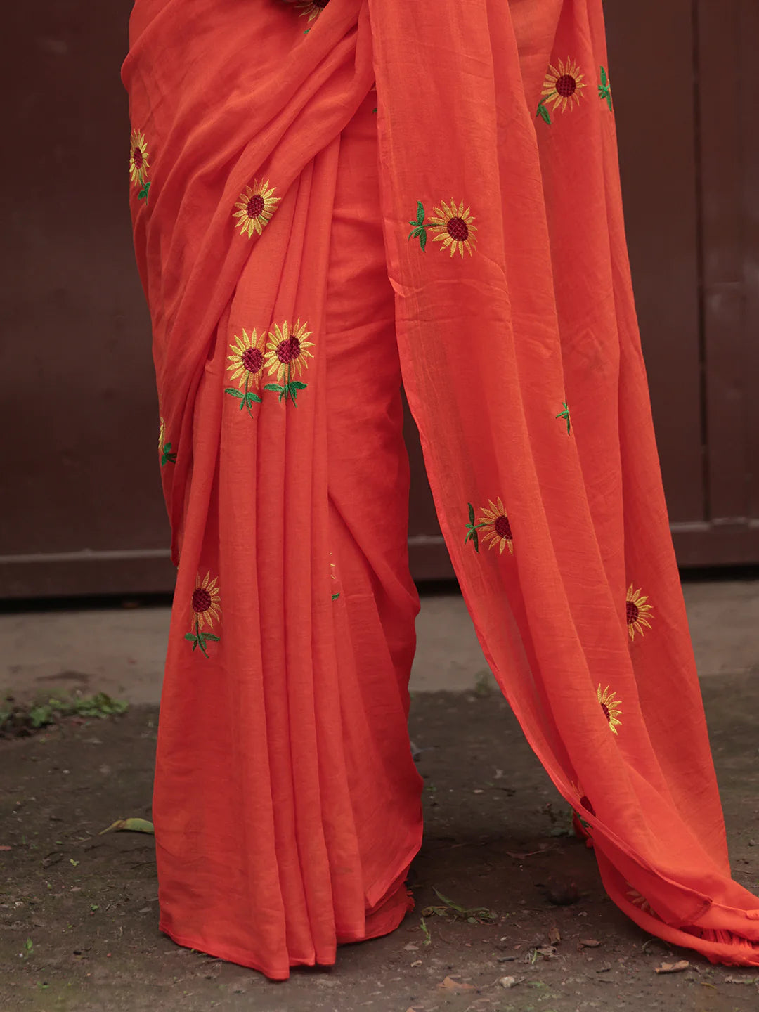 Sunflower Mul Saree (Orange)