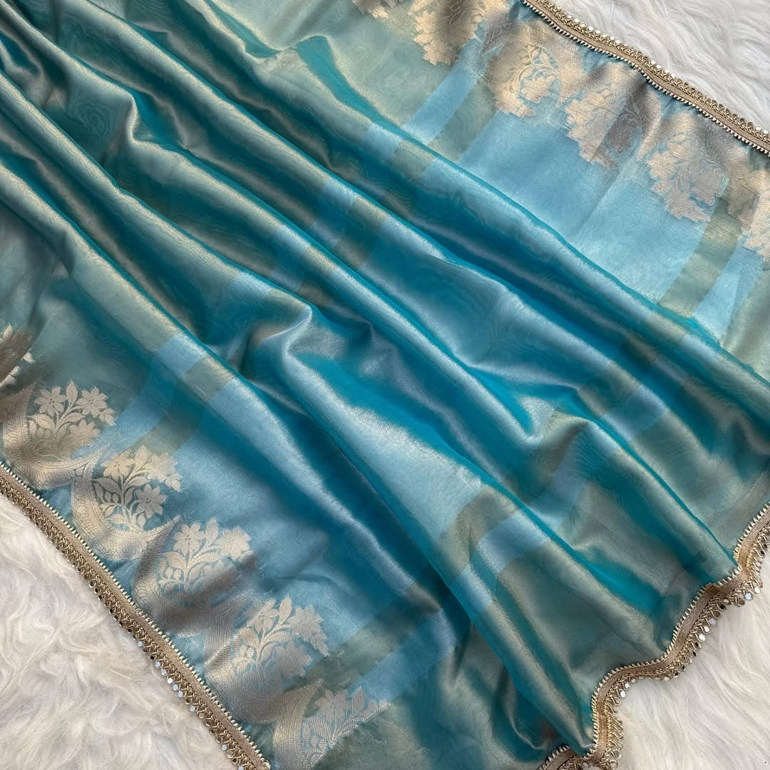 Rumani Silk Saree (sky)