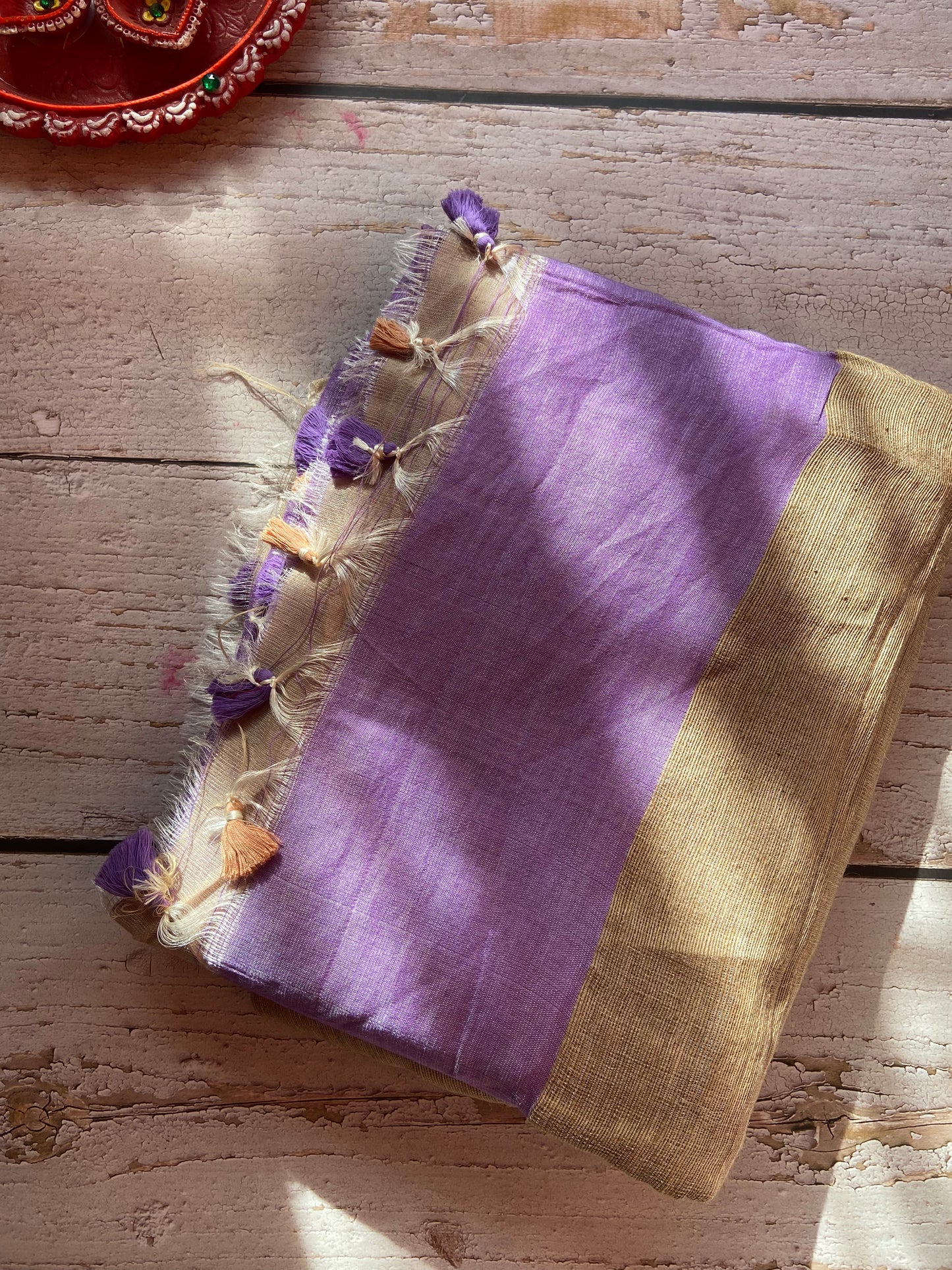 Lavender Ghicha Linen Saree