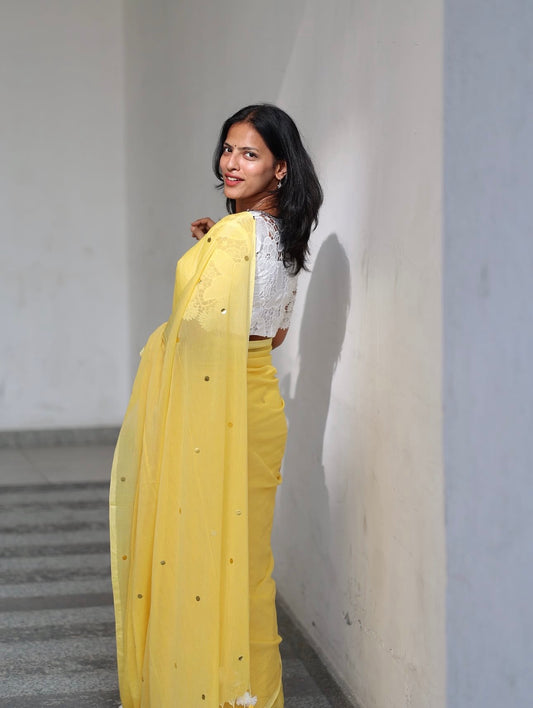 Rashmika Yellow Saree