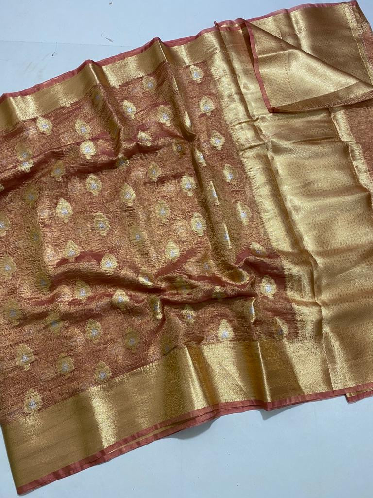 Morni crush tissue silk saree