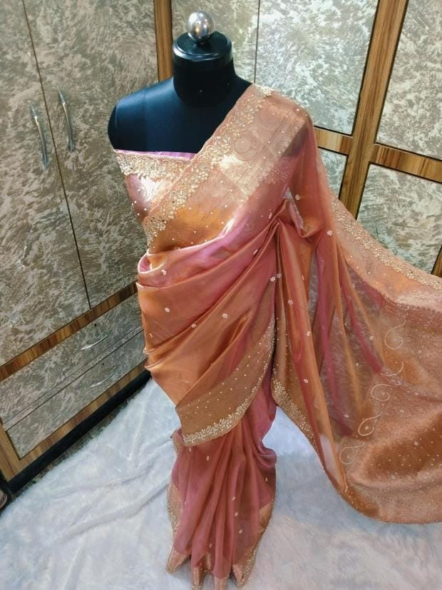 Reba Tissue Silk Saree (peach)