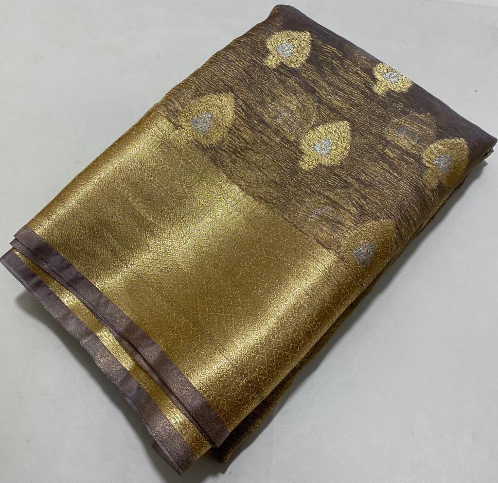 Morni crush tissue silk saree