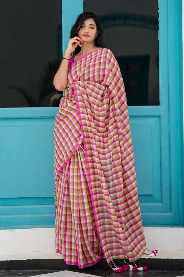Netra Checked Mul Saree