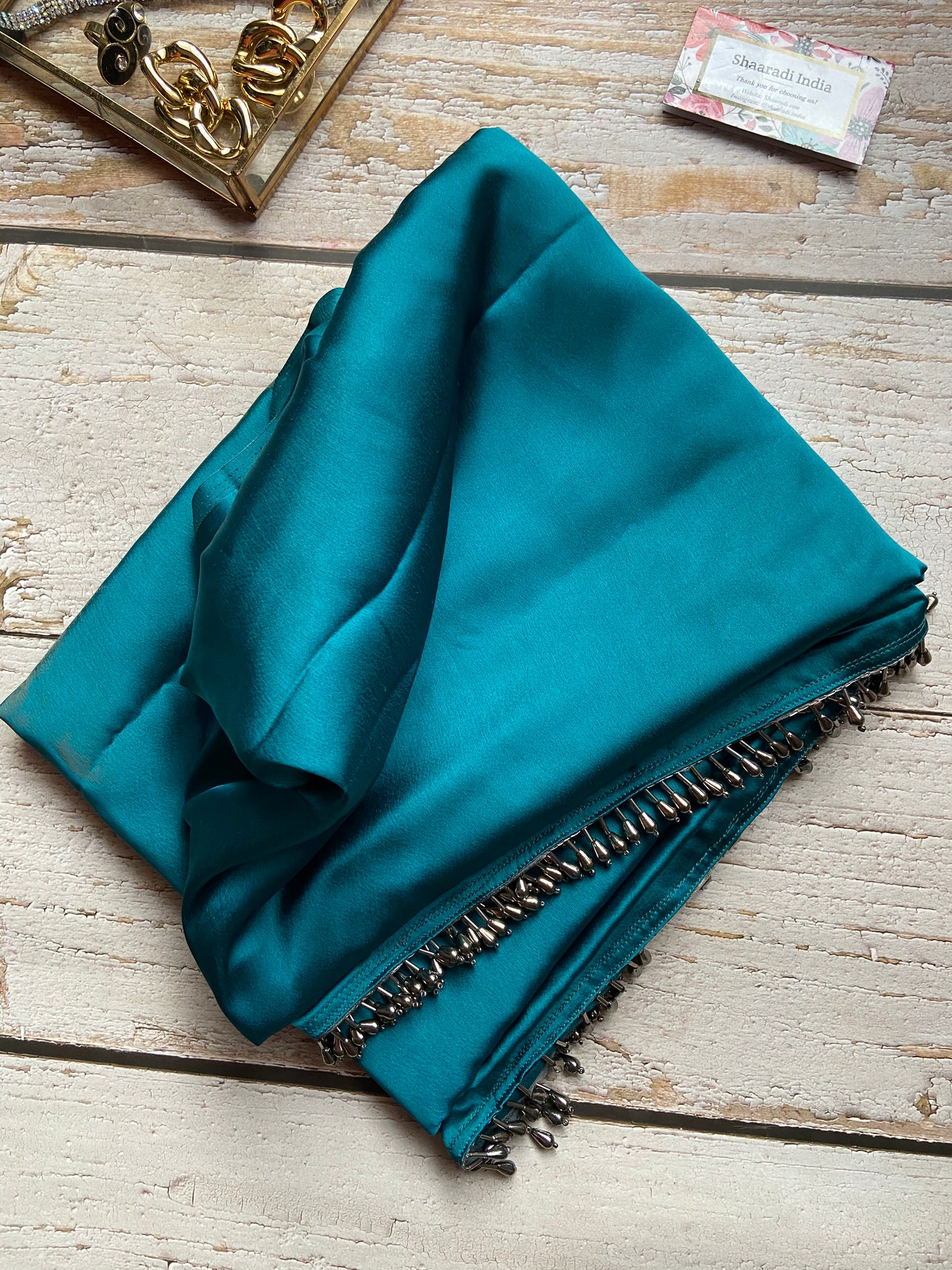 Shades of Cyan Satin Saree