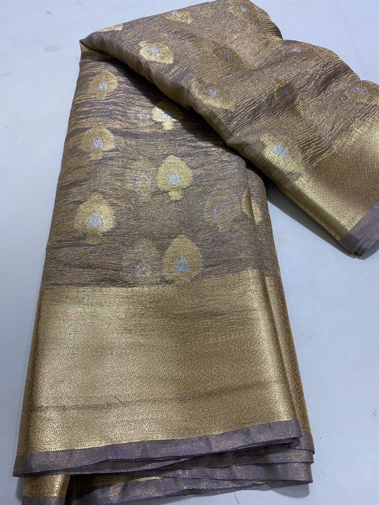 Morni crush tissue silk saree