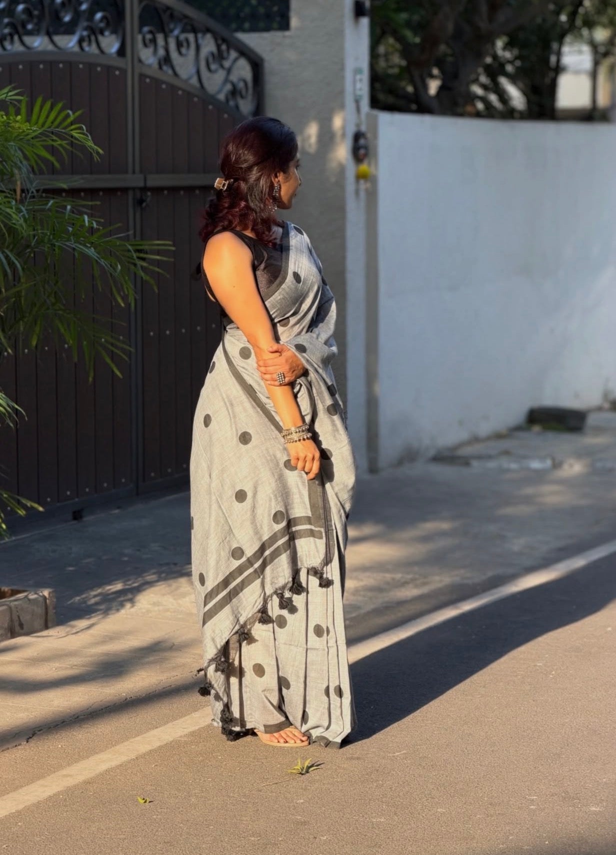 Bobby Grey Mul Saree