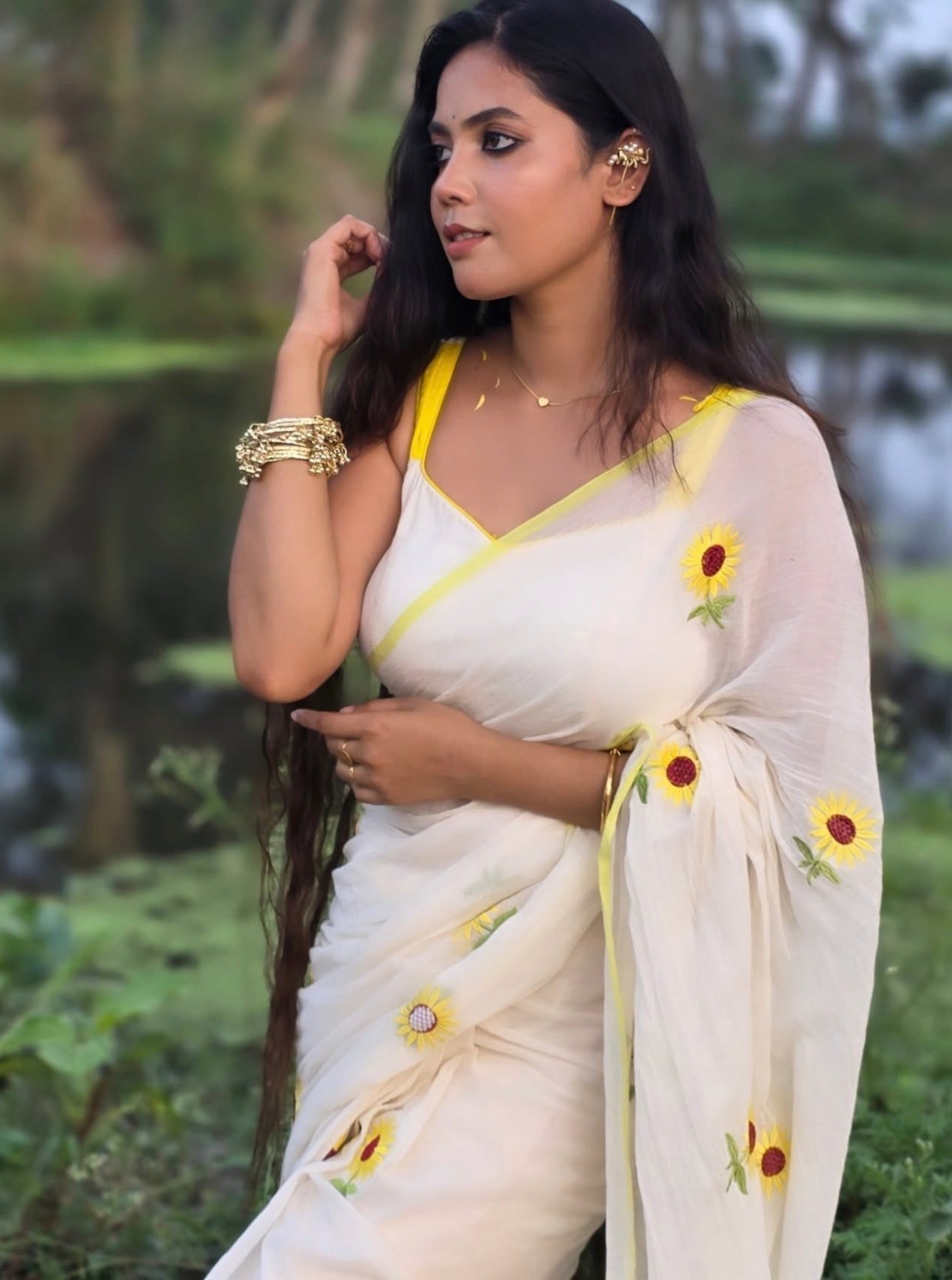 Sunflower Mul Saree