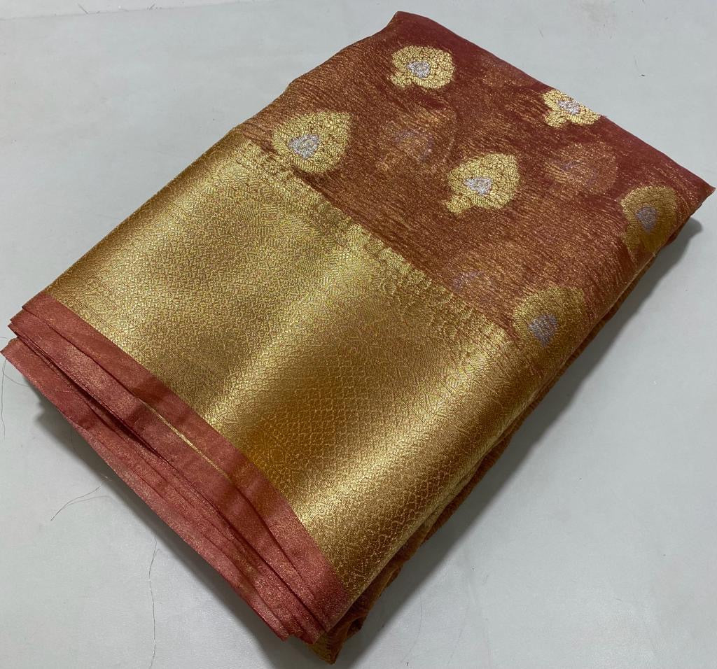 Morni crush tissue silk saree