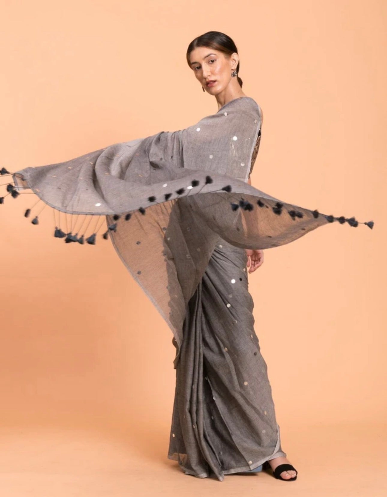 Rashmika Grey Saree