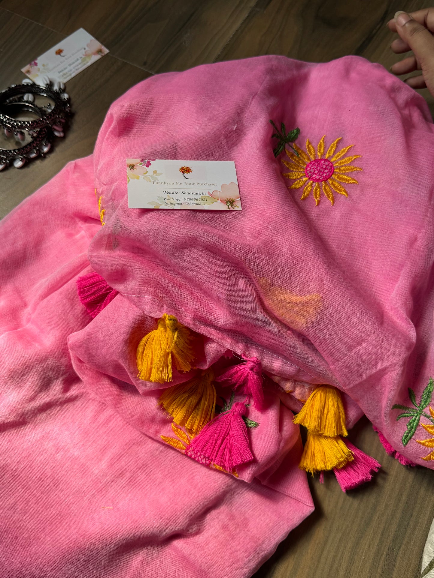 Sunflower Mul Saree (Pink)