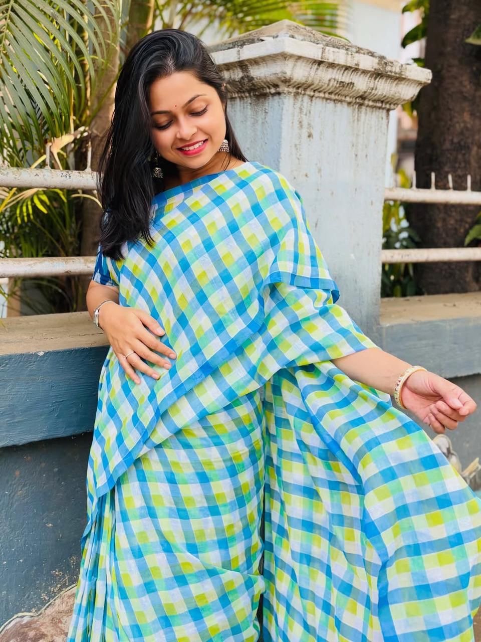 Ila Checked Mul Saree
