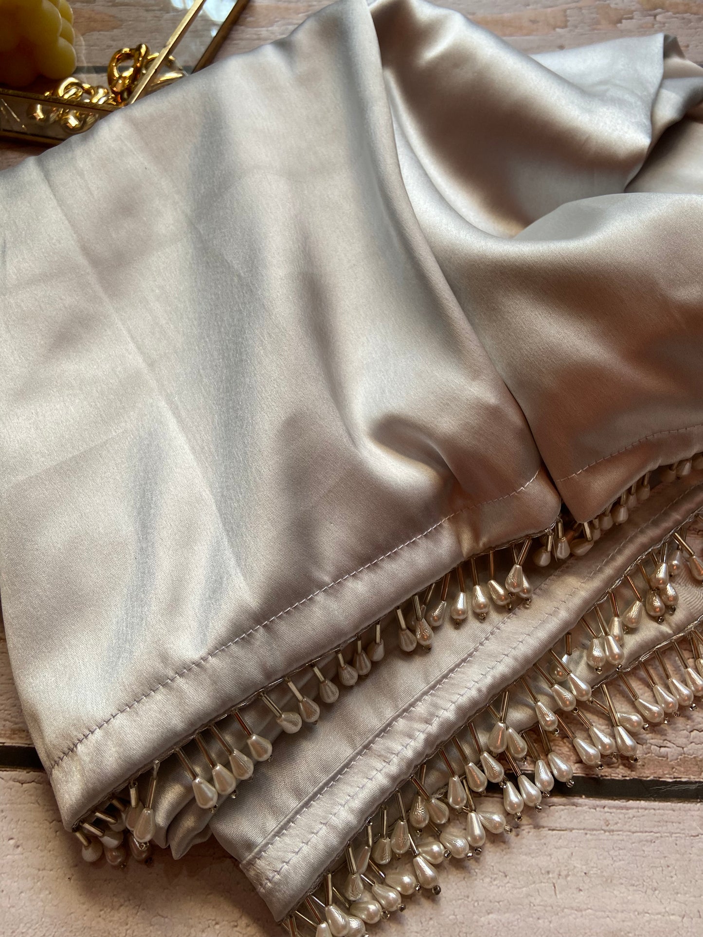 Moon Dust Silver Satin Saree