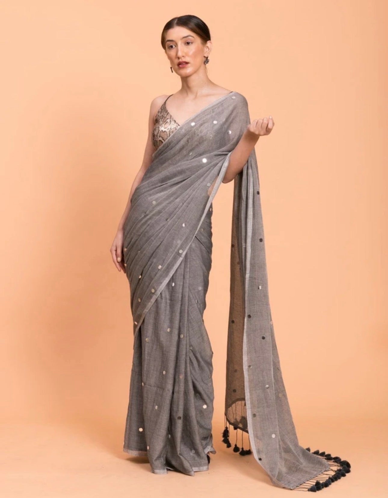 Rashmika Grey Saree