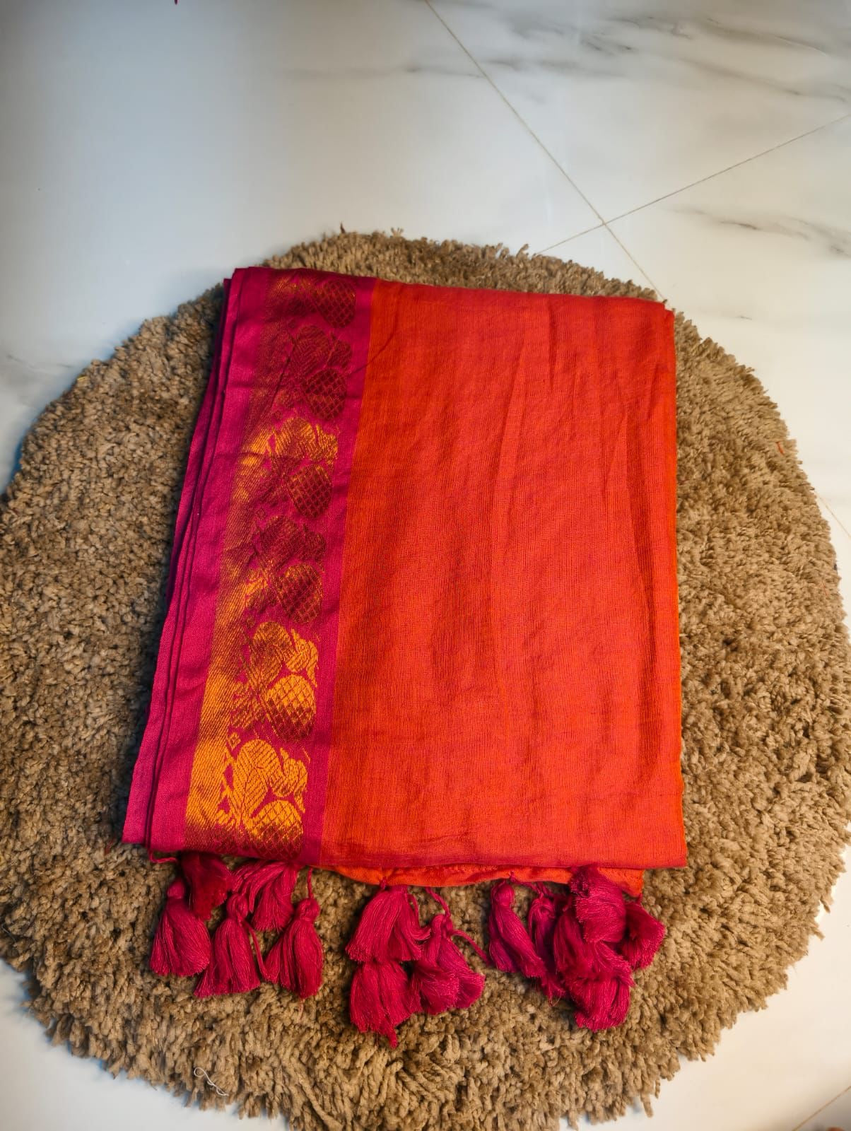 Devika Mul Saree (orange)