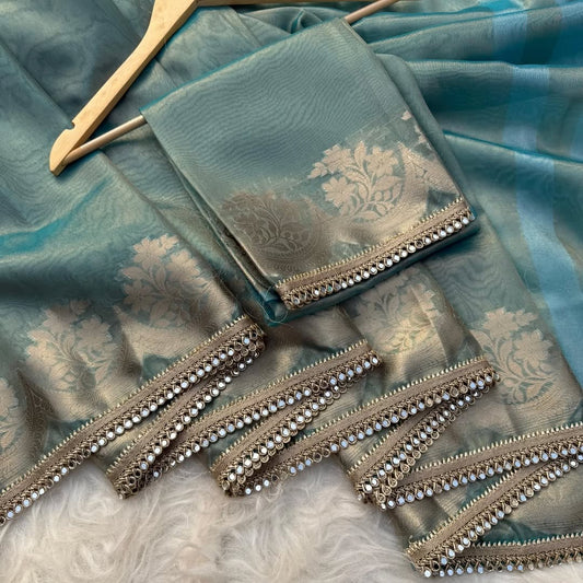 Rumani Silk Saree (sky)