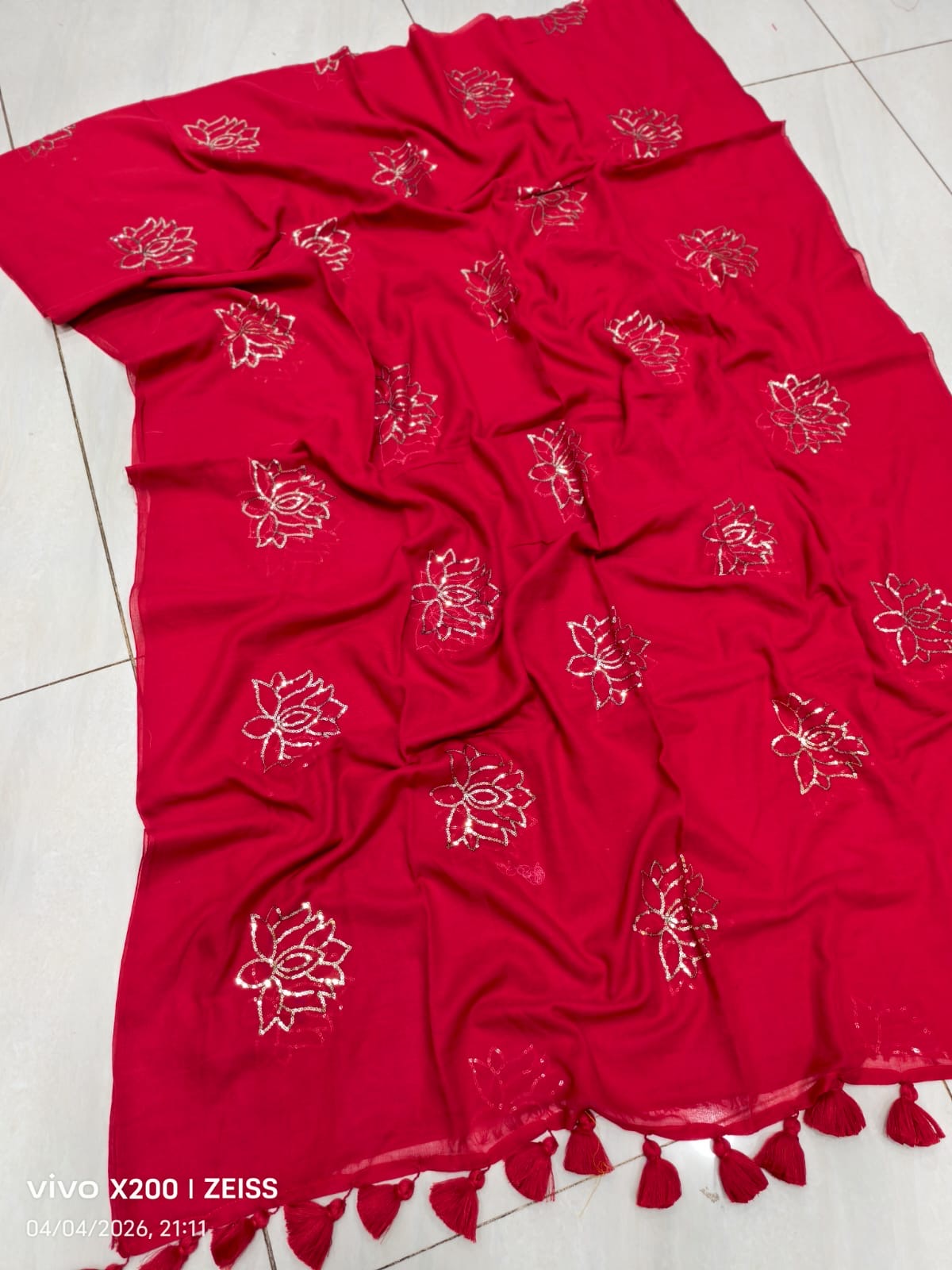 Sequinned kamal mul saree