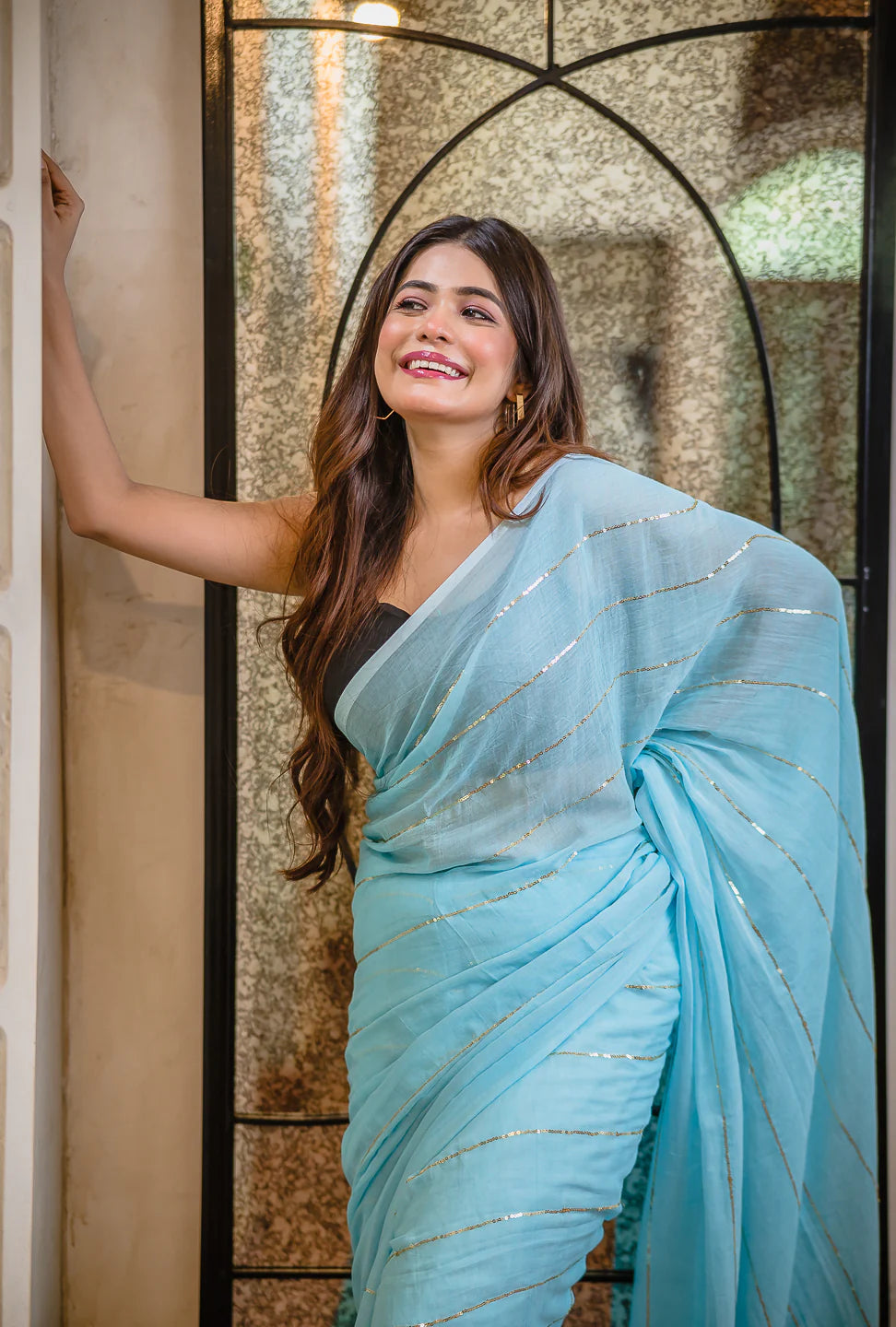 Sequinned Mul Saree