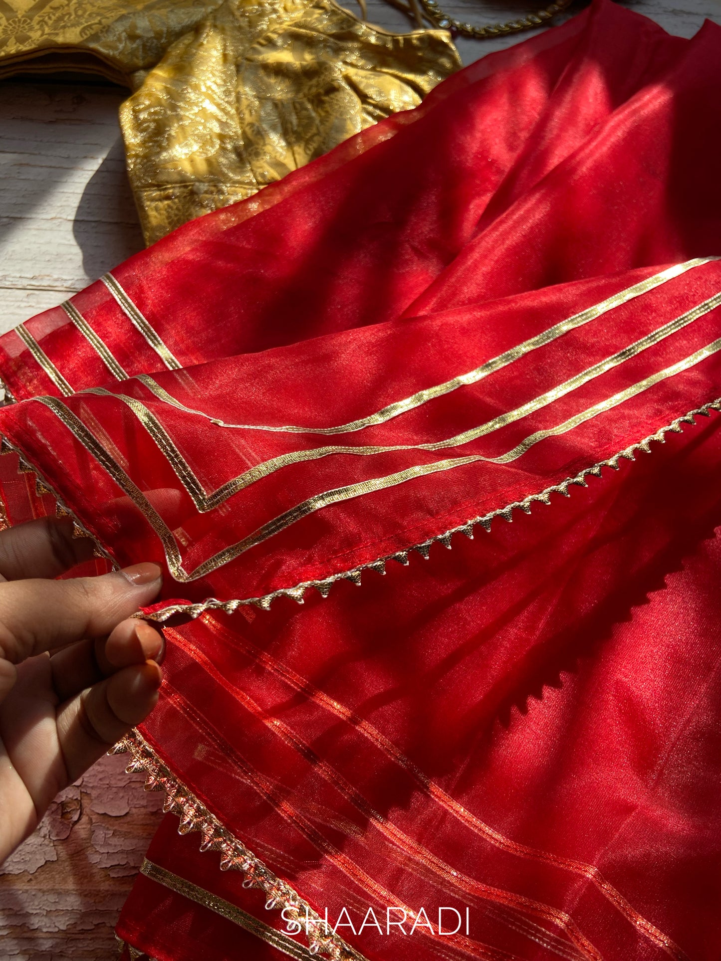 Sona Red Organza Saree